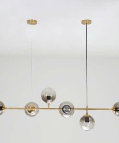 đèn chùm trang trí 6 bóng chao thủy tinh tròn hiện đại