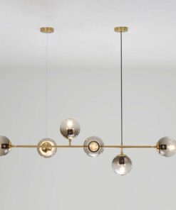 đèn chùm trang trí 6 bóng chao thủy tinh tròn hiện đại