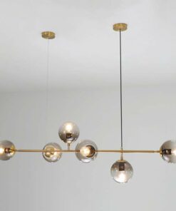 đèn chùm trang trí 6 bóng chao thủy tinh tròn hiện đại