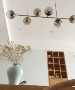 đèn chùm trang trí 6 bóng chao thủy tinh tròn hiện đại