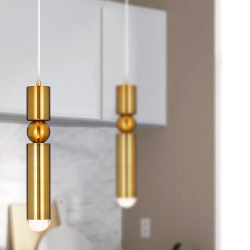 Đèn thả Ống bơ kim loại xi vàng cao cấp LT75007