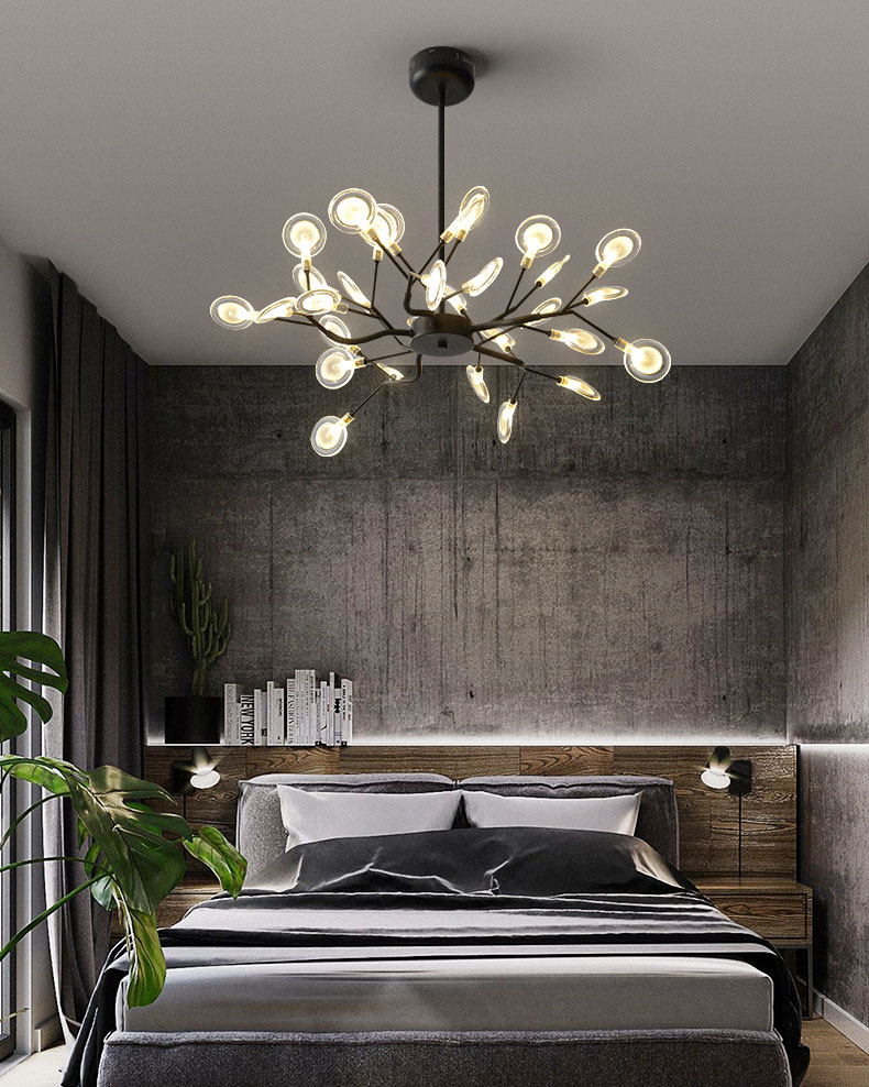 Đèn chùm Hera 45 lá thân đen chao trong VS12521