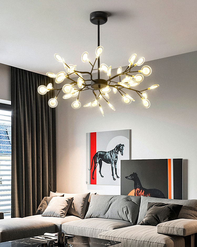 Đèn chùm Hera 45 lá thân đen chao trong VS12521