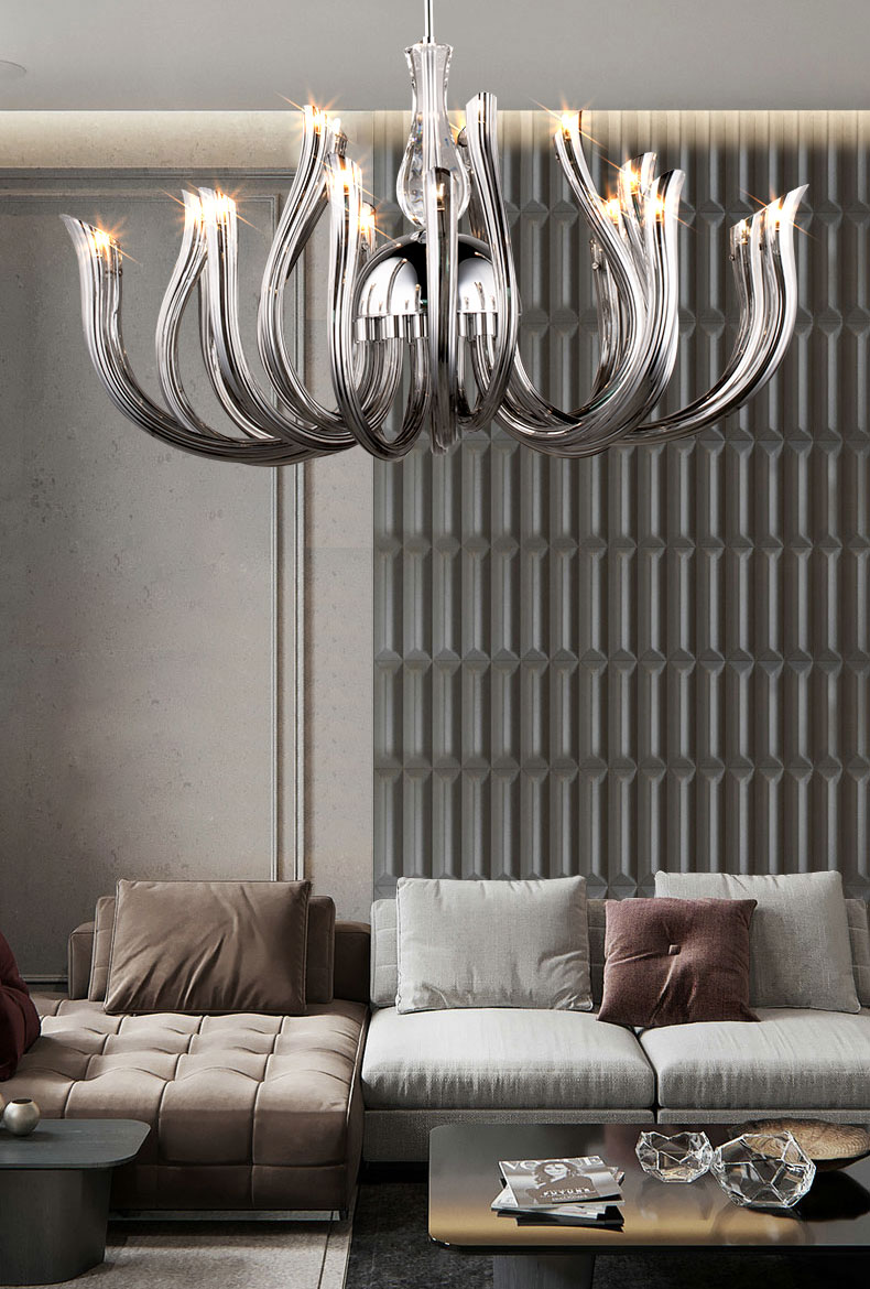 Đèn chùm thủy tinh khói cao cấp VS80081