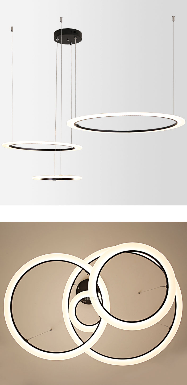 VIRGO V831B | Đèn thả LED 4 vòng hiện đại | 3 chế độ sáng