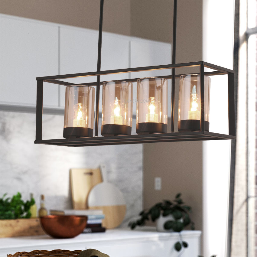 Đèn thả trang trí công nghiệp C2002 | Khung sắt 4 bóng