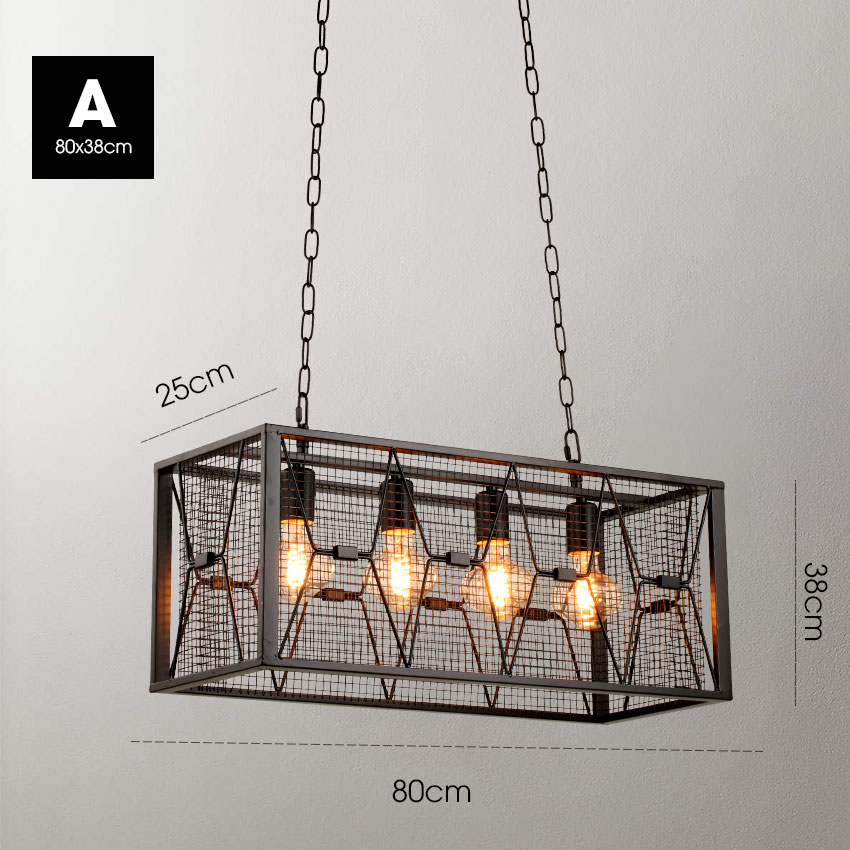 Đèn thả trang trí công nghiệp C2006 | lồng sắt 4 bóng