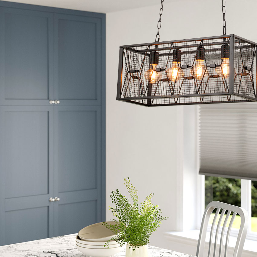 Đèn thả trang trí công nghiệp C2006 | lồng sắt 4 bóng