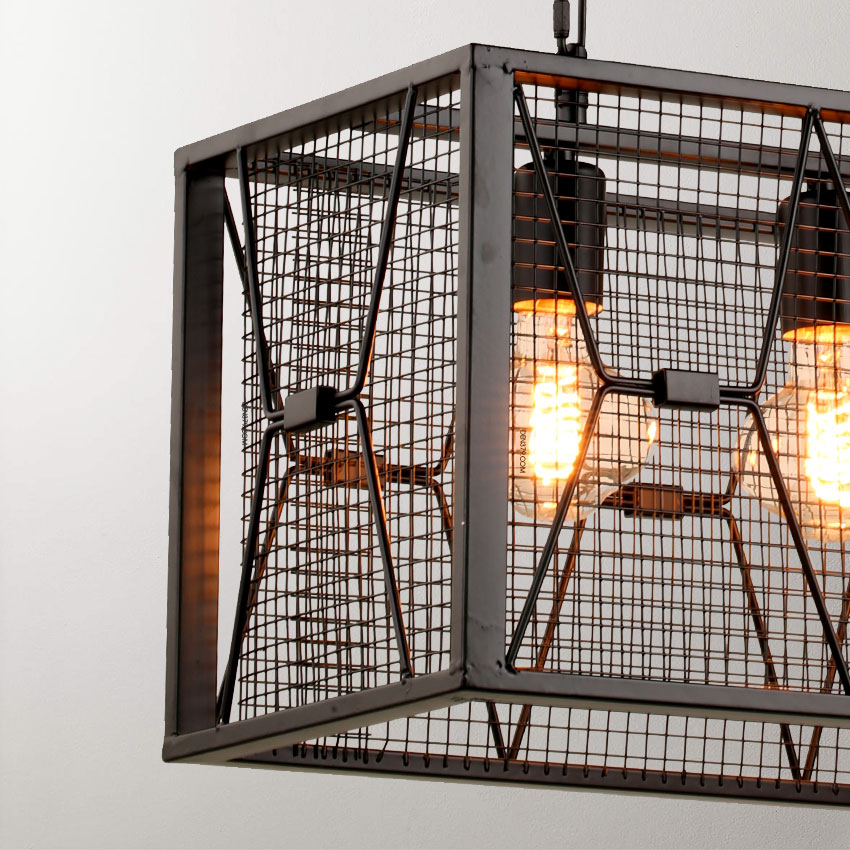 Đèn thả trang trí công nghiệp C2006 | lồng sắt 4 bóng