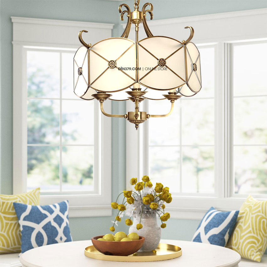 Đèn thả đồng trang trí bàn ăn cổ điển D3103