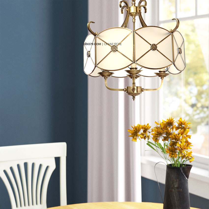 Đèn thả đồng trang trí bàn ăn cổ điển D3103