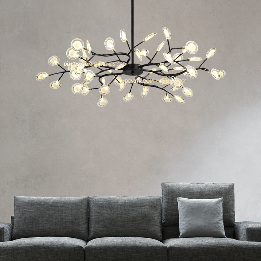 Đèn trang trí Hera thân đen lá mica trong S228