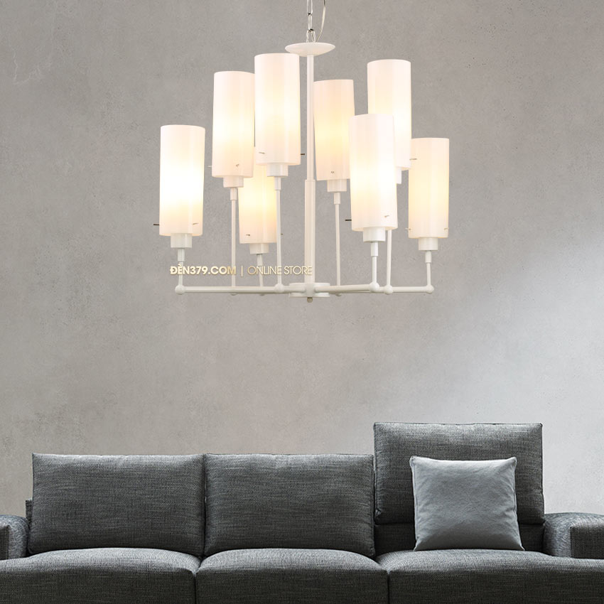 Đèn chùm trang trí 8 tay màu trắng tối giản S233
