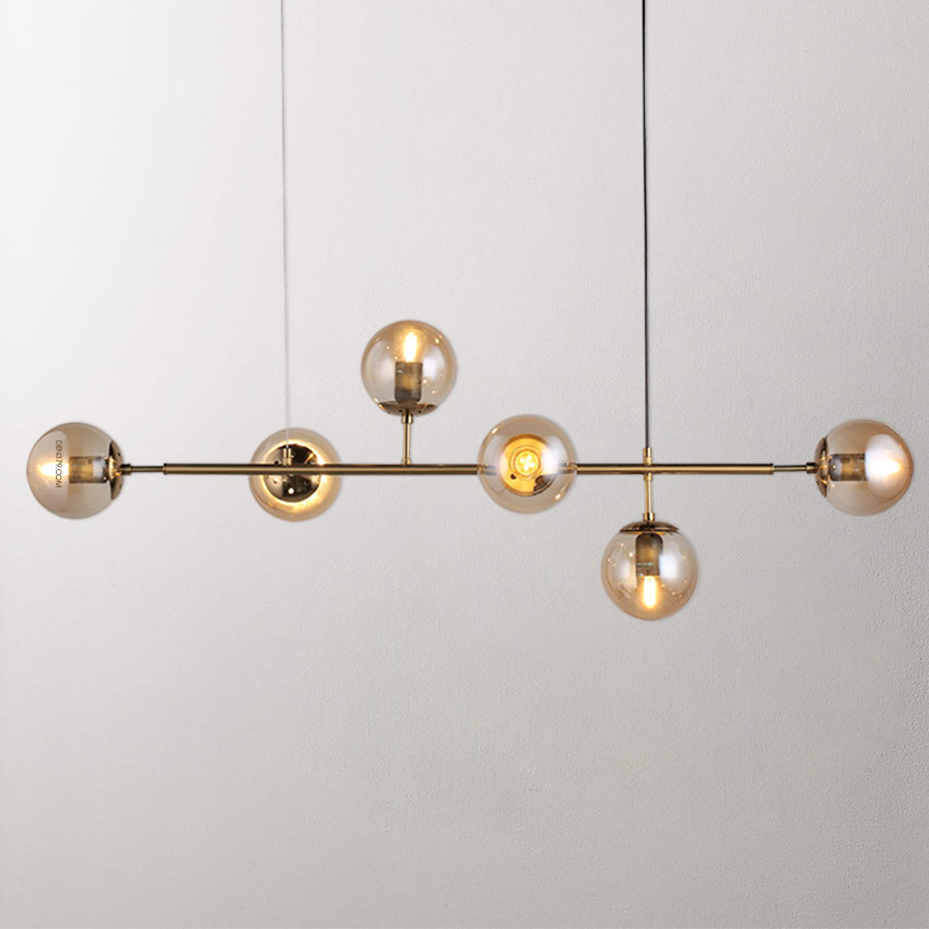 Đèn thả trang trí T2010 | Chao thủy tinh 6 bóng