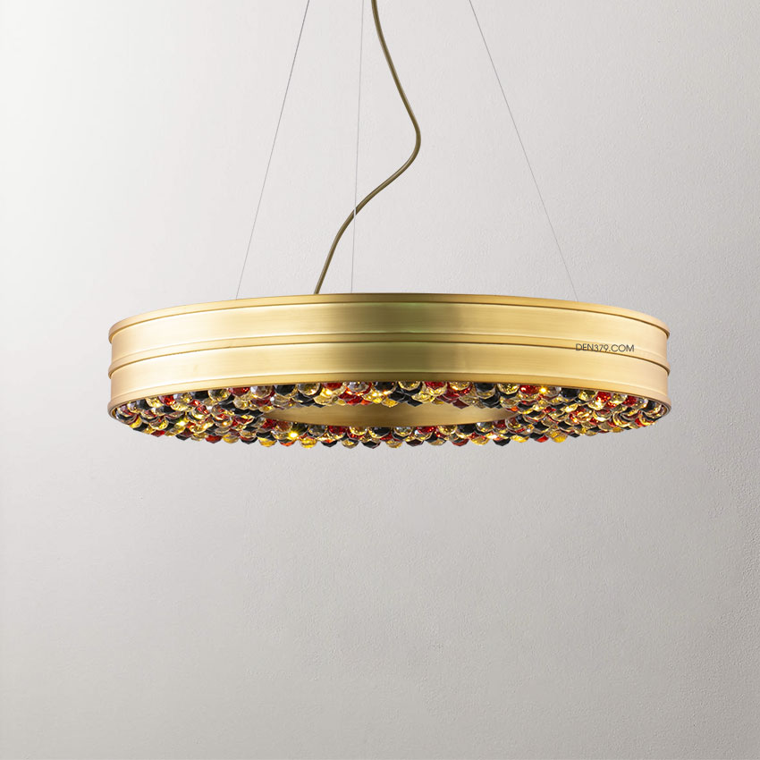 Đèn thả bàn ăn khung đồng hạt pha lê nhiều màu D3043