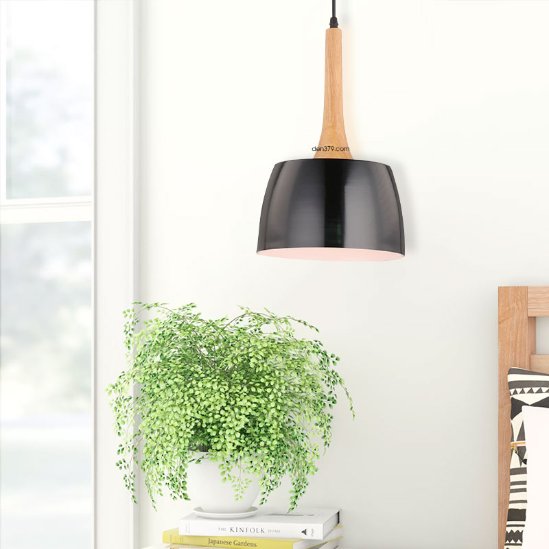 Đèn thả trang trí chụp hợp kim chuôi gỗ cao cấp D3056
