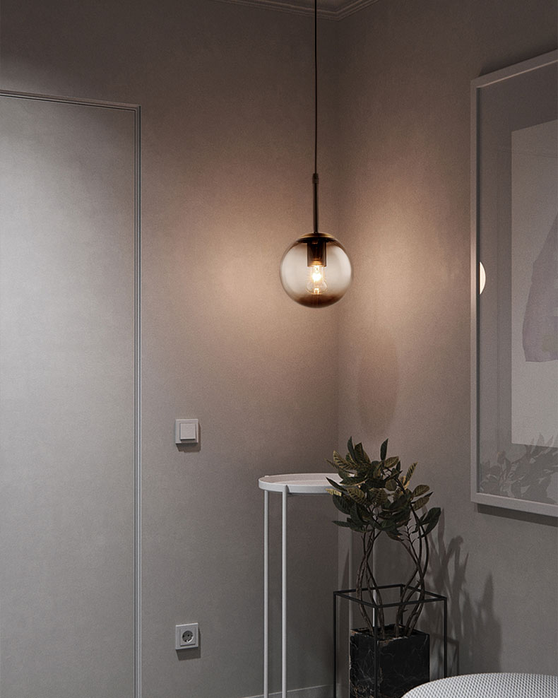 Đèn thả trang trí thủy tinh đen 15cm D272