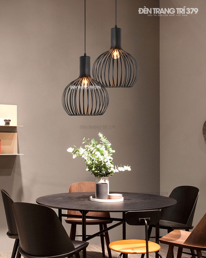 Đèn thả trang trí lồng sắt hiện đại D273