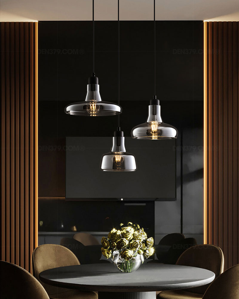 đèn thả,đèn thả trang trí,đèn thả thủy tinh,đèn thả màu đen khói