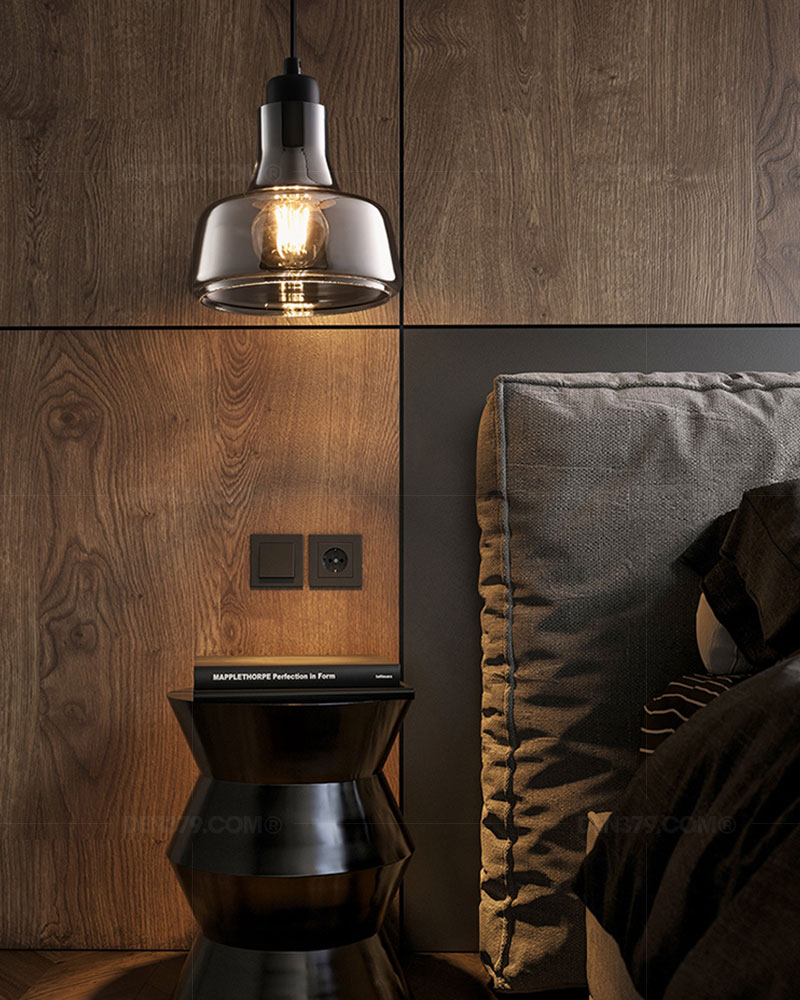 đèn thả,đèn thả trang trí,đèn thả thủy tinh,đèn thả màu đen khói