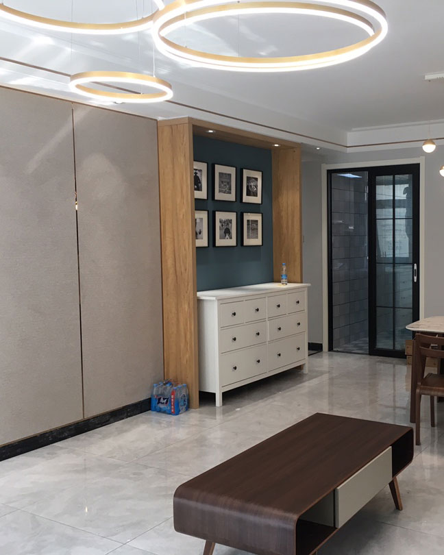 đèn thả led 4 vòng tròn xi vàng hiện đại
