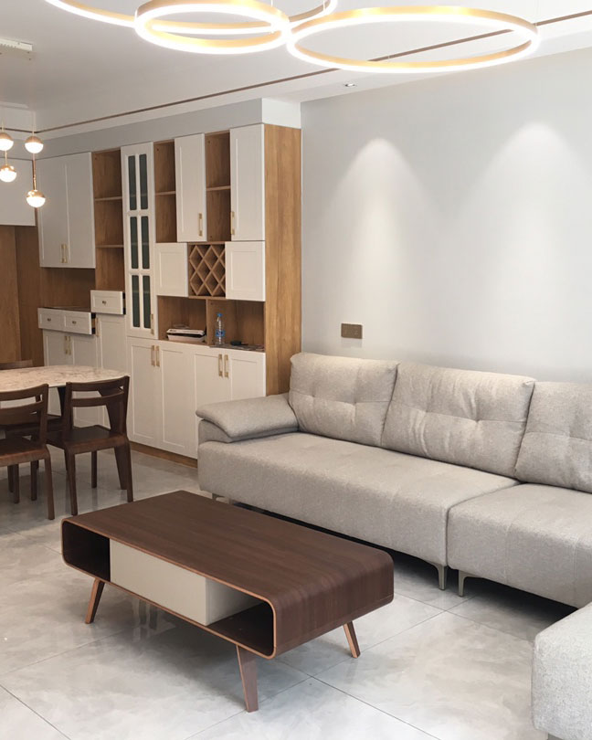 đèn thả led 4 vòng tròn xi vàng hiện đại