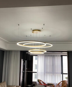 đèn thả led 4 vòng tròn xi vàng hiện đại