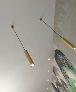 Đèn thả trang trí Ống Bơ - Ống tre trúc kim loại sơn vàng bóng LT411