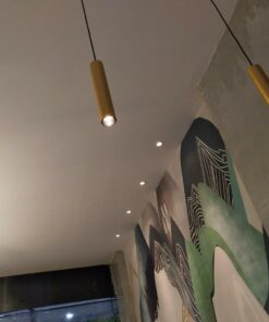 Đèn thả trang trí Ống Bơ - Ống tre trúc kim loại sơn vàng bóng LT411