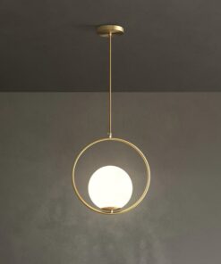 Đèn thả trang trí quả cầu thủy tinh tròn khung hợp kim mạ vàng hiện đại