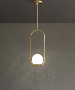 Đèn thả trang trí quả cầu thủy tinh tròn khung hợp kim mạ vàng hiện đại