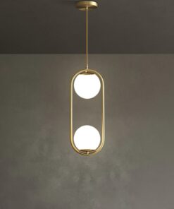 Đèn thả trang trí quả cầu thủy tinh tròn khung hợp kim mạ vàng hiện đại