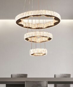 Đèn thả LED 3 vòng tròn pha lê