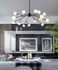 đèn chùm trang trí 18 bóng thủy tinh hiện đại