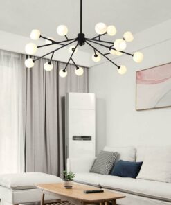 đèn chùm trang trí 18 bóng thủy tinh hiện đại