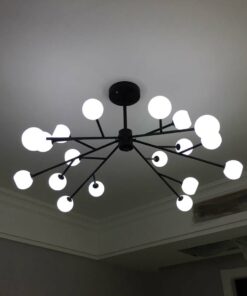 đèn chùm trang trí 18 bóng thủy tinh hiện đại