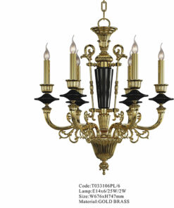 đèn chùm đồng bóng nến cao cấp 6 tay