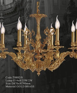 đèn chùm đồng bóng nến cao cấp cổ điển 8 tay