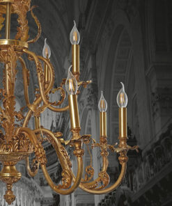 đèn chùm đồng bóng nến cổ điển cao cấp 12 tay