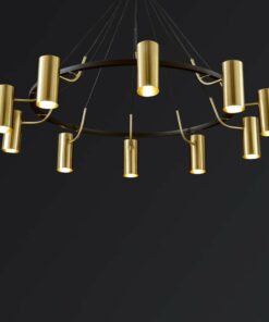 Đèn chùm trang trí Ống kim loại xi vàng bóng cao cấp