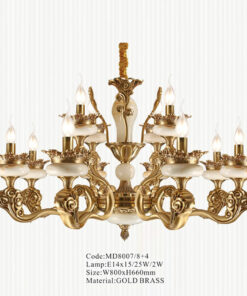 đèn chùm đồng chao đá ngọc cao cấp cổ điển bóng nến 15 tay