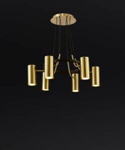 Đèn chùm trang trí Ống kim loại xi vàng bóng cao cấp