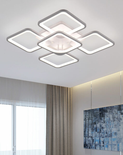 đèn mâm led ốp trần ô vuông hiện đại