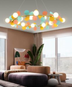 Đèn chùm trang trí phòng khách vòng nguyệt quế nhiều màu