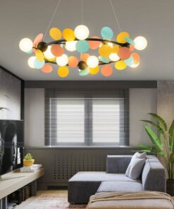 Đèn chùm trang trí phòng khách vòng nguyệt quế nhiều màu