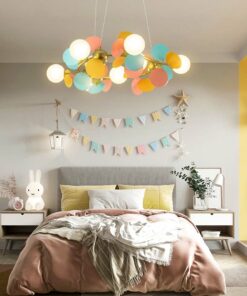 Đèn chùm trang trí phòng khách vòng nguyệt quế nhiều màu