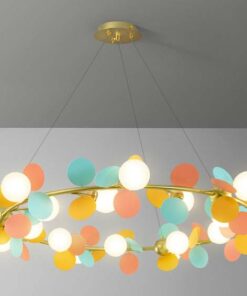 Đèn chùm trang trí phòng khách vòng nguyệt quế nhiều màu