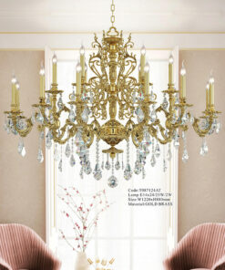 đèn chùm đồng pha lê cao cấp 24 tay