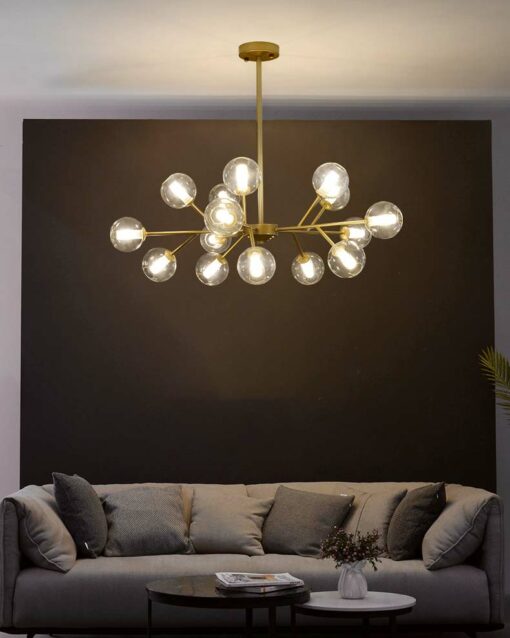 Đèn chùm trang trí chao thủy tinh bóng tròn trong suốt hiện đại L27127