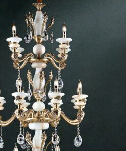 Đèn chùm đồng chao Đá Ngọc cao cấp 3 tầng